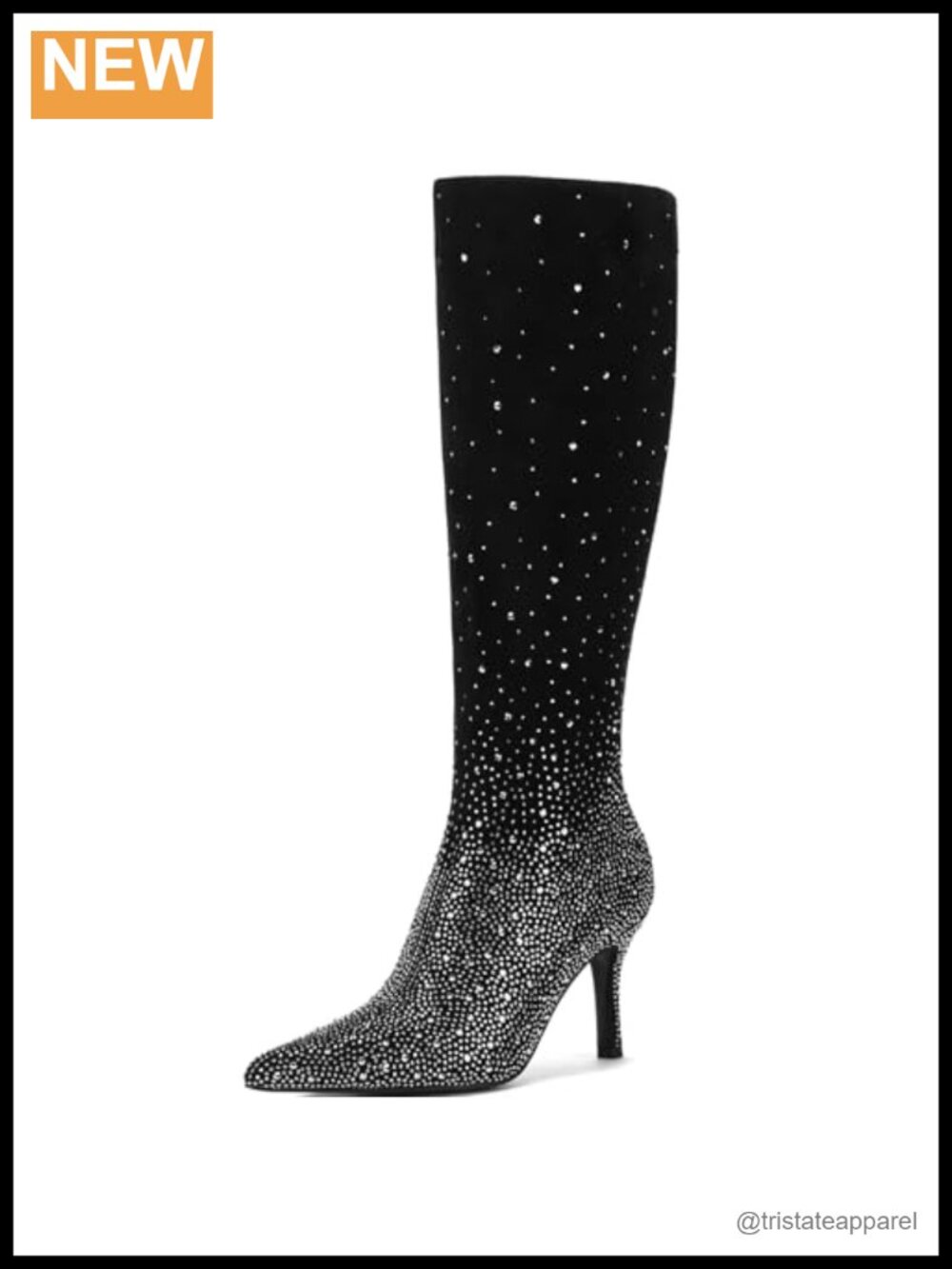 Women's Rhinestone Stiletto Knee High Boots Glam Night Out